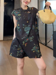 Shalldoer | Elegant Chinese Style Womens Summer Shirt And Shorts Set Button Placket Straight Leg Short Pants Two-Piece Suit Casual Wear