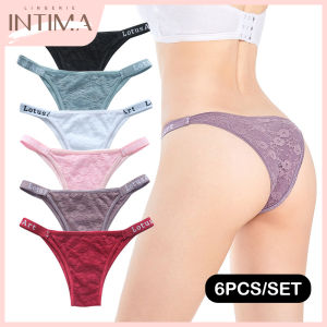 INTIMA Panties for Women Sale 6pcs Cotton Lace Seamless Briefs Low-waist High Elastic Plus Size Bikini Panties Underwear 30-75KG