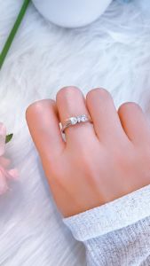 Nhẫn bạc Thụy Sỹ hình nơ đính đá Moissanite tim 3.0ly - Trang sức bạc cao cấp RH000900_ROWLER