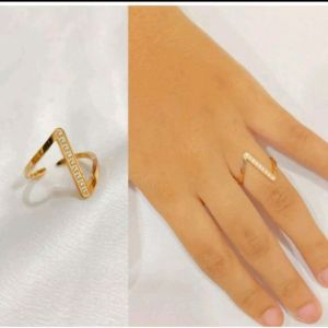 Set Titanium Cincin Petir Mata Emas CXA96