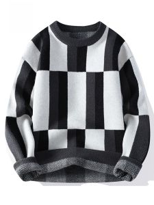 ROMON | Lormen Mens Knitted Sweater Casual Thickened Warm Inner Wear Base Layer Winter Fashion City Style Long Sleeve Round Neck Pullover