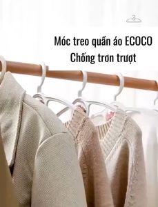 Set 10 móc treo quần áo ECOCO chống côn trùng xoay 360 độ chịu lực cao | Mắc treo quần áo thông minh nhựa PP cao cấp