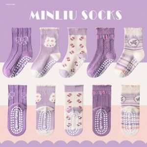 Pure Cotton Anti-Slip Baby Socks for Toddlers And Kids Ages 1-6 Mid-Calf Floor Socks Sweet Style Cartoon Pattern Home Wear