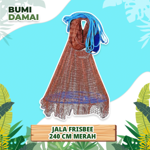 Bumi Damai Jala Jaring Lempar Frisbee 240 CM Benang Ban Merah Mesh Pancing Penangkap Perangkap Ikan Udang Kepiting Piring Bulat Fishing Throw Net Cage