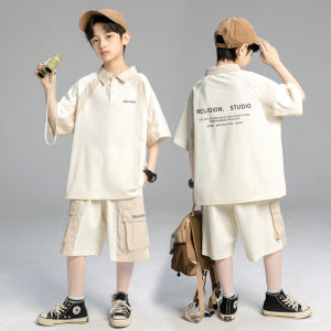 ชุดเด็กชายฤดูร้อน ชุดกีฬา แฟชั่น เสื้อผ้าเด็ก ลำลอง 2 ชิ้น ฤดูร้อน 2024 สำหรับเด็กวัยกลางคนและโต ชุดนักเรียนสุดเท่
