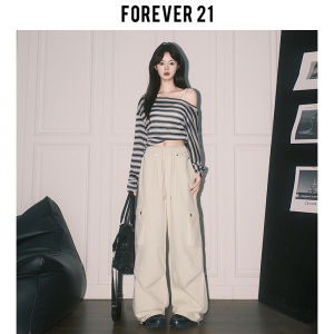 American Style High Waist Loose Wide Leg Workwear Casual Pants Womens White Forever 21 Hit Umbrella Soldier Pants