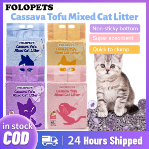 FOLOPETS 6L Cassava Tofu Mixed Cat Litter 99% Deodorizing Can Flush Into The Toilet