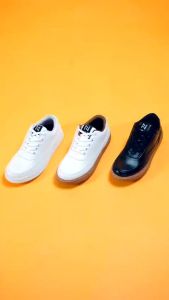 NAZ DARWIN - Sepatu Sneakers Pria NAZ Kasual Sintetis Hitam Sol Dijahit Sepatu Kets Pria 100% LOKAL