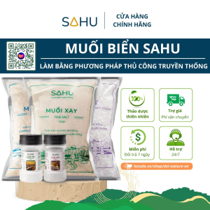 Muối hột Sahu được làm từ 100% muối biển sạch tự nhiên làm theo phương pháp truyền thống
