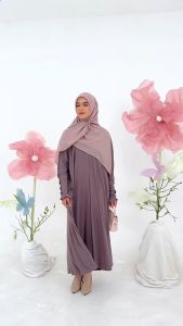 BY.ARSY Azrina Knit Dress Wanita Dewasa Gamis Ruffle Tanpa Label