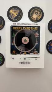 NFC Christmas Magnetic Vinyl Record Player Fridge Magnet Music Box LED Night Light Rotating 9 Swappable Discs Acrylic Gift