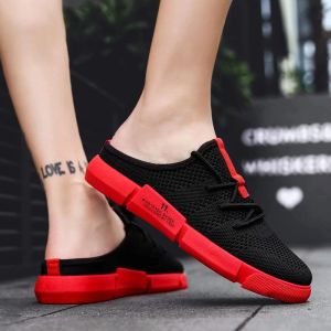 2025 Mesh Half Slippers For Men Breathable Canvas Half Loafers Shoes Slip On Lazy Shoes For Men Students Size 39-44