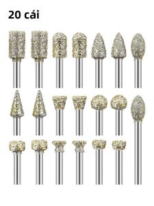 Bộ Mũi Khoan Mài Kim Cương Dành Cho Dụng Cụ Quay Dremel Chuôi 1/8 Inch Phụ Kiện Gia Công Kim Loại Mũi Khoan Kim Cương