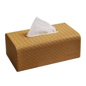 Modern Luxury Woven Leather Tissue Box Home Living Room Air BnB Creative High-End Feeling Napkin Drawer Display Piece