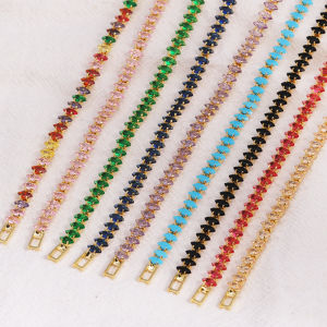 2.5*5 มม.สีสันZirconสร้อยข้อมือเทนนิสกําไลข้อมือผู้หญิงSilverสีสายรุ้งคริสตัลเครื่องประดับของขวัญเพื่อน