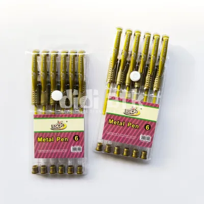 Pulpen Gel Esco Metal Pen Warna Emas Isi 6 Pcs