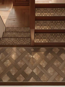 American Style Anti-Slip Wooden Stair Step Mat No Glue Self-Adhesive Washable Home Use Double-Story Loft Real Wood Step Rug