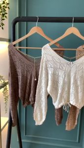 BL20520 Back Chain Textured Knit Blouse Outer