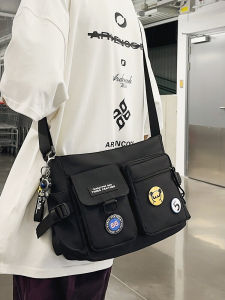 Casual Large Capacity Mens Crossbody Bag with Multiple Pockets for Class Leisure All-Match Single Shoulder Bag for Students