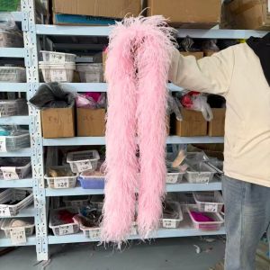 Fluffy Ostrich Feather Boa Trim 3 4 6 8 10PLY Colored Shawl Scarf 2Meters for Wedding Party Carnival Costume Dress Decoration