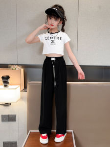 Trendy Wide Leg Suit Pants for Girls Summer Long Skort Childrens Fashion High Waist Polyester Fabric Casual Style No Brand
