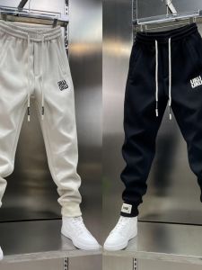 กางเกงวอร์มสปอร์ตชายทรงสลิมฟิตเอวยางยืดผ้าฝ้ายลายปักสไตล์ฮาราจูกุ ทรงหลวม กางเกงขายาวทรงสลิมฟิตสำหรับใส่ลำลองในฤดูหนาว