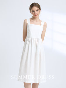 French Style Pure Cotton White Strapless Vest Dress Women Summer New Arrival Small Size Midi Length Strap Dresses