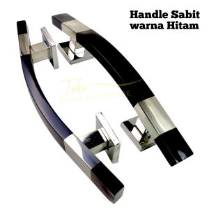 handle pintu kupu tarung/Gagang pintu rumah type kotak sabit Hitam metalic 33cm