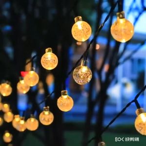 【Fire Sale】BGVP 12M 7M 5M Solar Christmas Balls Drop Light Christmas Lights Crystal Ball LED String Lights Outdoor Waterproof Solar Powered 100/50/20LED String Light Garden Decoration Fairy Lights Lighting For Outdoor Free Shipping 1PCS/2PCS Sale