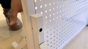 Movable Display Rack Metal Stand Shelf Pegboard Storage Rack with Wheels Large Pegboard Hole Board