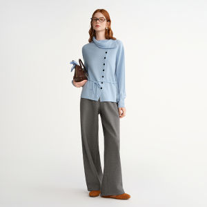 DUSHU | Plus Size Asymmetrical Collar Womens Sweater