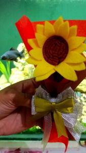 Bunga Artificial Buket Matahari Flanel Kain Spunbond 1 Tangkai Ukuran 15 cm Sunflower Flannel Termurah