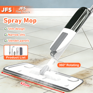 JFS Spray Mop for Floor 360° Rotating Flat Mop Spraying Sweeper with Spinner Head Dry and Wet Dual-use Household Dust Cleaner