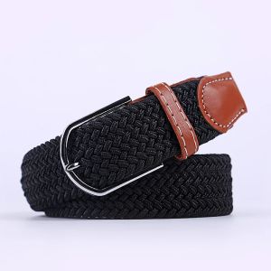 107/120/130cm Female Casual Knitted Pin Buckle Men Belt Woven Canvas Elastic Expandable Braided Stretch Jeans Belts For Women