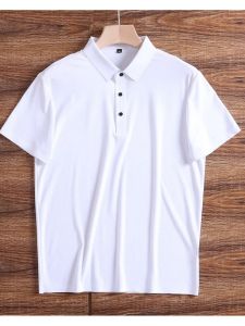 Summer New Ice Silk Pique Breathable Quick Dry White Half Sleeve Mens Business Casual Collar Short Sleeve POLO Shirt Trendy