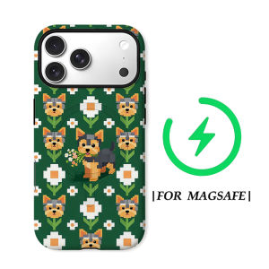 Potdemiel | Aurea Case Matte Bumper For Magsafe Case For iPhone 18 17 16 15 14 Plus 13 Pro Max Shockproof Hard PC Pixel Yorkie Flower Cover