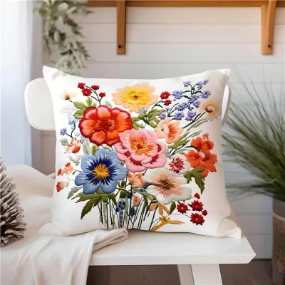 Square Pillowcase Cover Office Living Room Sofa Cushion Removable Washable Leather Pad Square Shape PP Cotton Filling