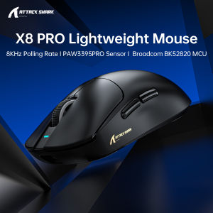 ATTACK SHARK X8 PRO 8KHz Wireless Gaming Mouse | PAW3395 Pro Sensor | 55g Ultra-Light |40K DPI 55g Tri-Mode Bluetooth For Gamer