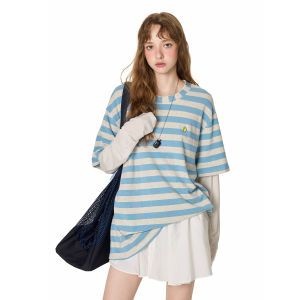 Turn Signal | Stripe Long Sleeve Casual Loose Round Neck T-Shirt
