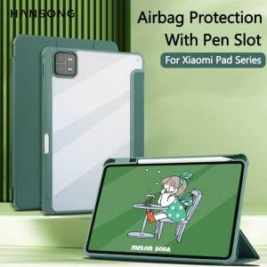 Case For Xiaomi Pad 6/5 11 2025 TPU Protective Cover For MiPad 6/5 Smart Sleep Transparent Case With Stand and Pen Slot funda