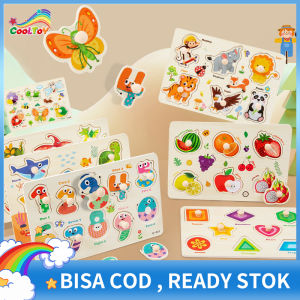 COOLToy Mainan Edukasi Anak Puzzle Kayu Knob Background Bergambar | Wooden Toys Mainan Balok Kayu