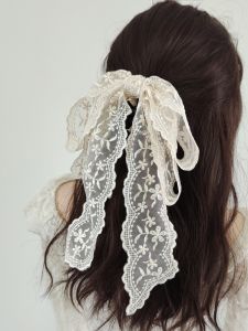 Original Design French Lace Hair Clip Large Butterfly Knot Shark Clamp High Low Ponytail Hair Accessories Luxury Feel New Model