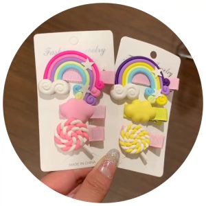 Set 3 kẹp tóc cầu vồng dễ thương cho bé gái mã PK-014