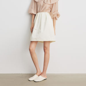 High Waist A-Line Mini Skirt Womens White Flower Bud Half-length Skirts Autumn Season Simple Style Commute Polyester Fiber