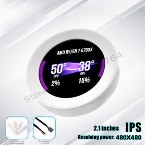 CPU Watercooler Monitor 2.1 Inch IPS Real Time Screen Dynamic Display Temperature For 120/240/360 AIO Cooler USB Freely AIDA64