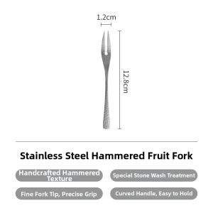 Multi-functional Stainless Steel Spoons and Forks Hammered Texture Retro Japanese Style