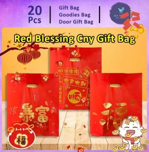 Chinese New Year Gift Bag Goodies Bag Door Gift (85) CNY Gift Bags Rich Fortune Bags Plastic Bags 20Pcs