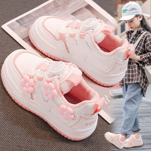 Childrens Running Shoes Breathable Girls Sport Sneakers Summer 2025 New Style Student Button Design Anti-Slip Lightweight