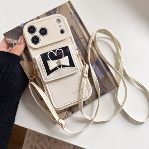 szhaiyu | Cute Rabbit Crossbody Lanyard Wallet Card Slots Phone Case for IPhone Air 17 Pro Max 16 15 14 Plus 13 12 Purse Leather Cover