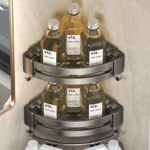 No-Drill Bathroom Shelf Shelves Shampoo Makeup Storage Holder Kitchen Organizer Wall Mounted Bathroom Accessories